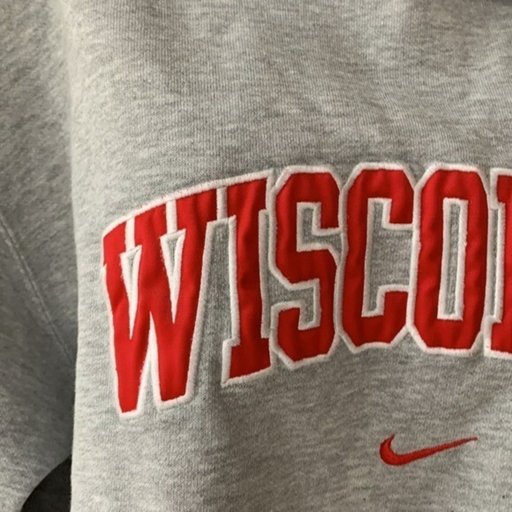 Nike Wisconsin Sweatshirt Cropped Gray Hoodie Vintage Badgers - Picture 4 of 7